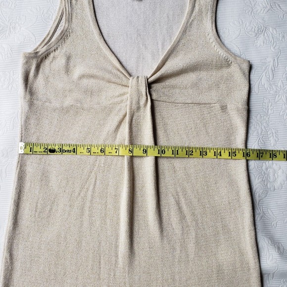 Design History Womens Knit Tank Dress S Cream Beautiful Flounce Metallic Sparkle - Picture 13 of 16